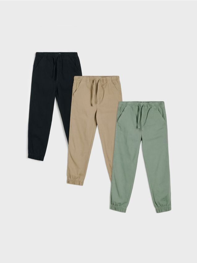 Sinsay - Pantaloni jogger din bumbac 3 pack - albastru-verzui