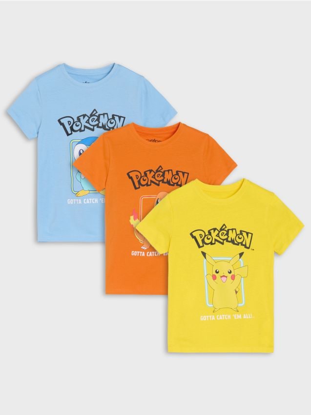 Sinsay - Tricouri din bumbac cu imprimeu Pokémon 3 pack - multicolor
