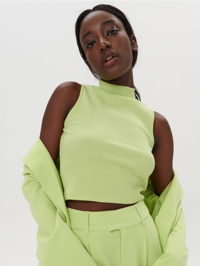 Stulpelių rašto crop top palaidinė - SINSAY