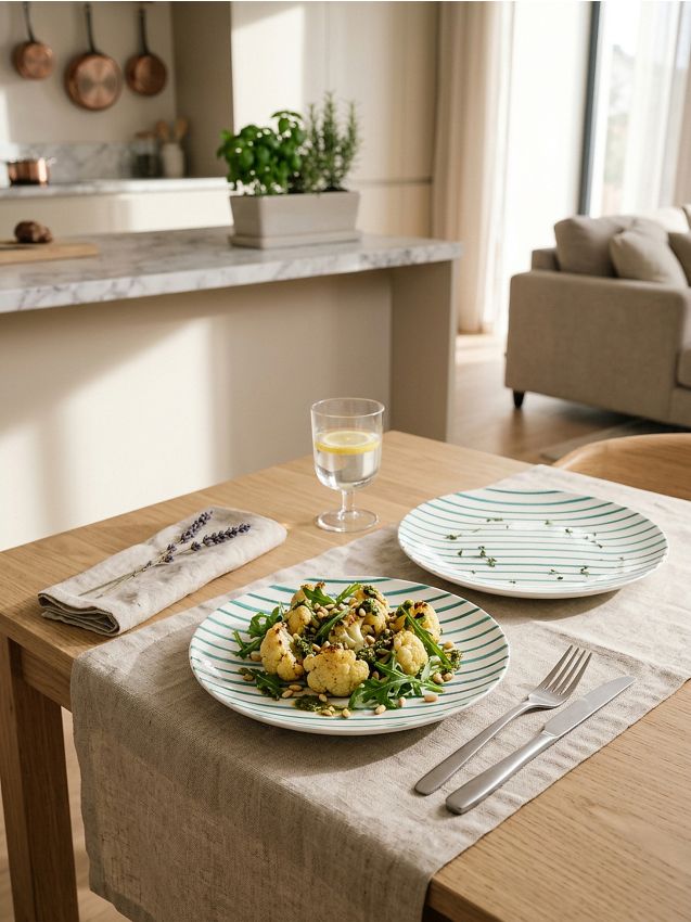 Sinsay - Farfurii ceramice cu dungi, set de 2 - verde