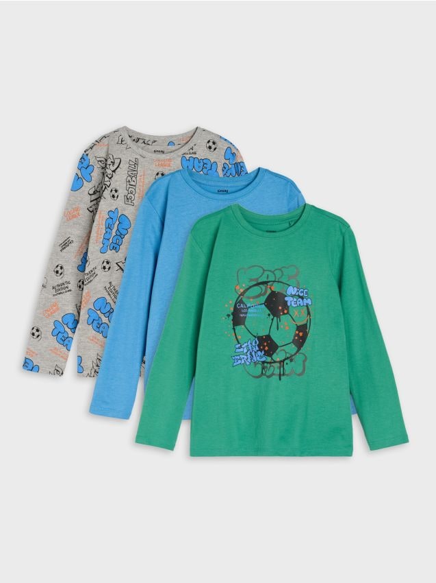 Sinsay - Set 3 tricouri cu mâneci lungi - verde