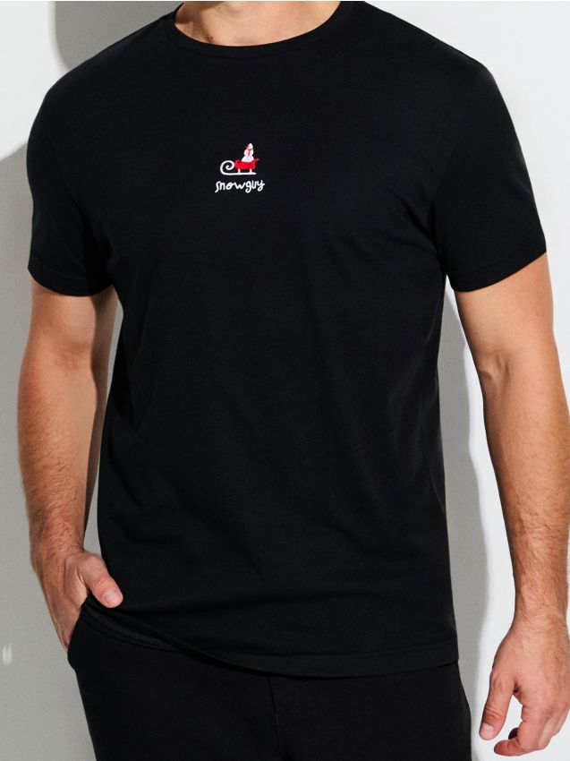 Sinsay - Bavlnené oversize tričko s potlačou - čierna