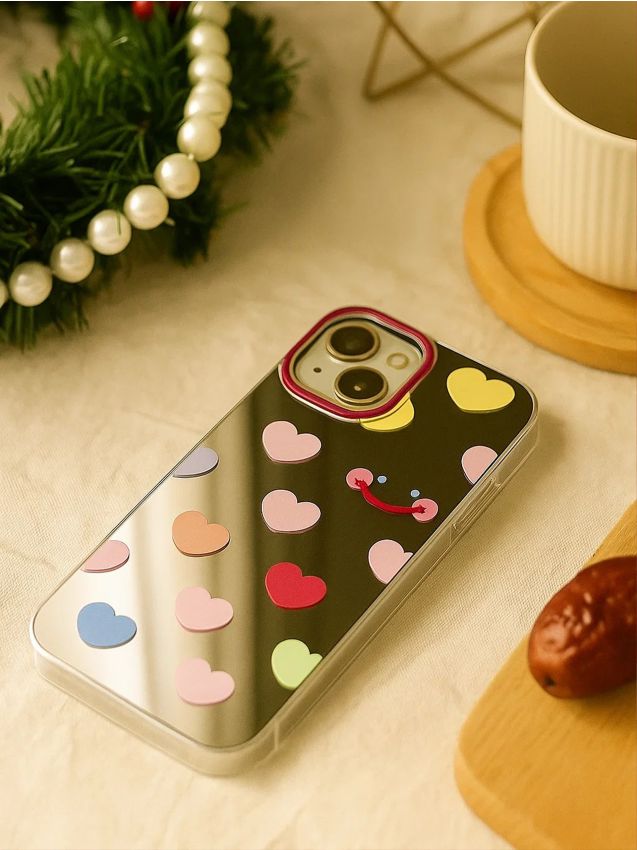 Sinsay - Puzdro na iPhone 13, 15, 15 Pro, 16 Pro so srdiečkami - viacfarebná