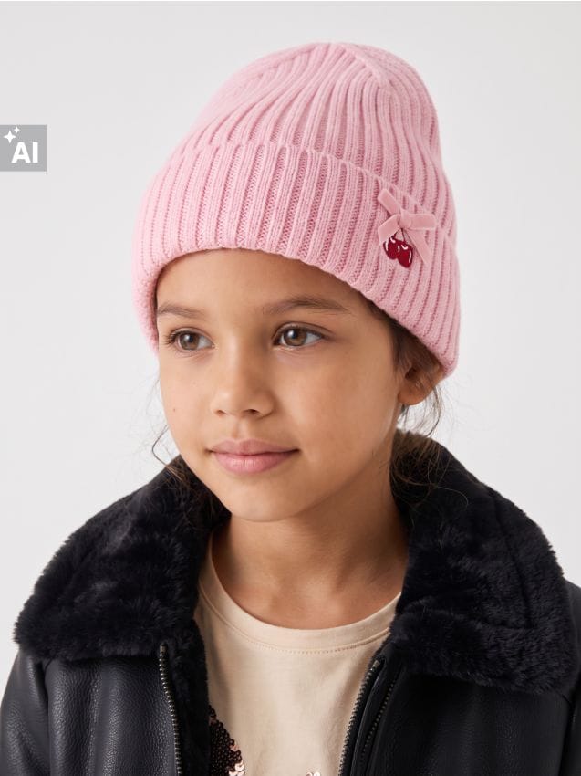 Sinsay - Căciulă beanie rib din bumbac - roz