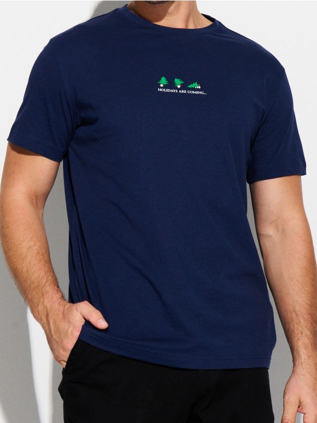 Sinsay - Tricou regular din bumbac - bleumarin