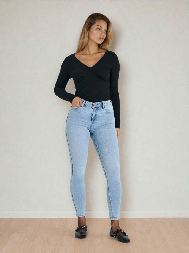 Sinsay - Blugi skinny - albastru