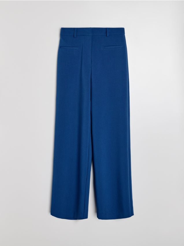 Sinsay - Spodnie wide leg z domieszką wiskozy - niebieski