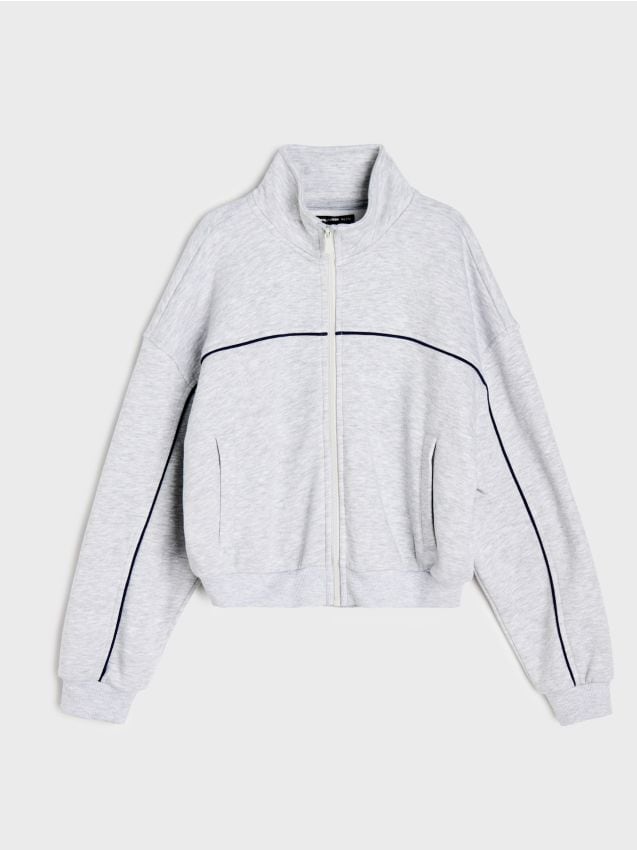 Sinsay - Hanorac oversize cu bumbac - gri deschis