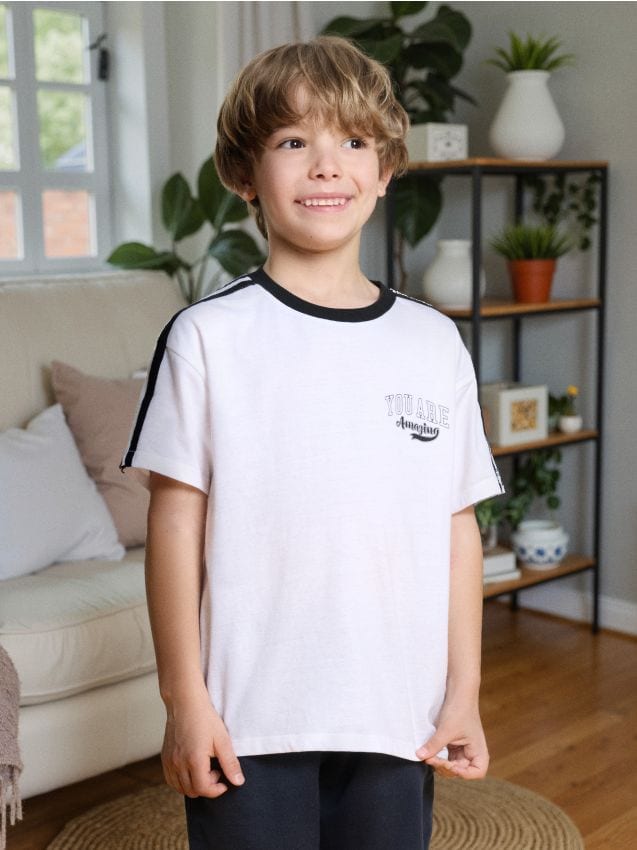 Sinsay - Tricou cu imprimeu - alb