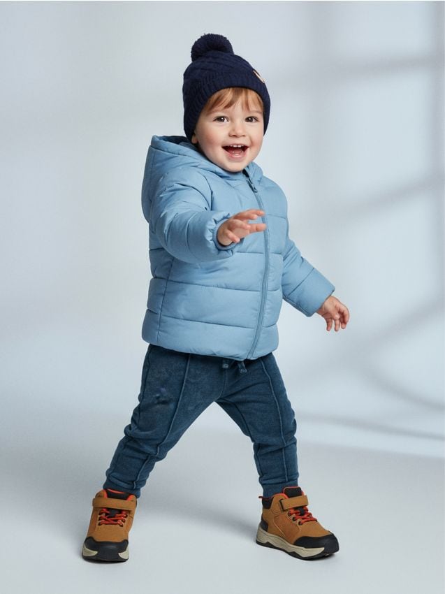 Sinsay - Prešívaná bunda s kapucňou - svetlomodrá