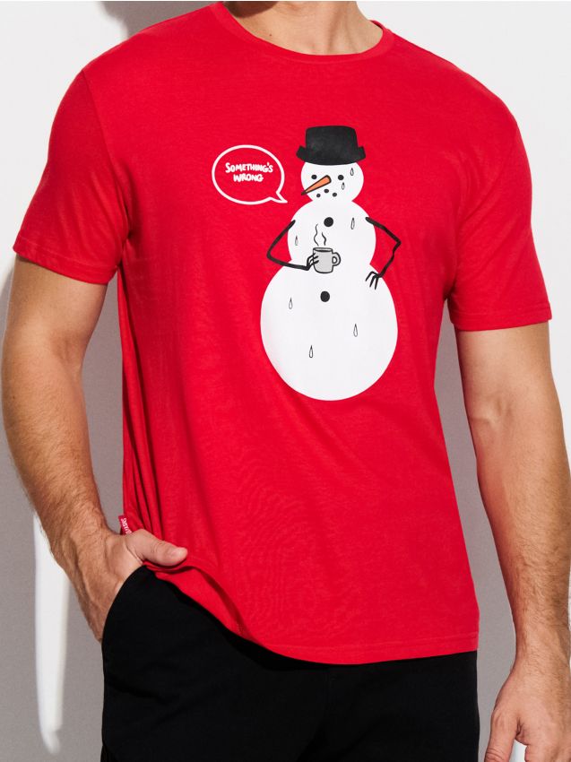 Sinsay - Tricou cu motiv de sărbători - roșu