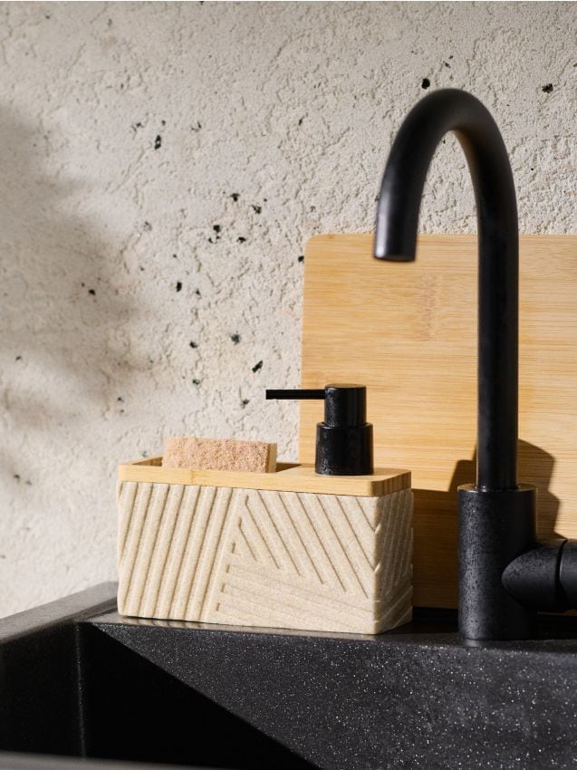 Sinsay - Dozator de săpun cu suport pentru burete - bej