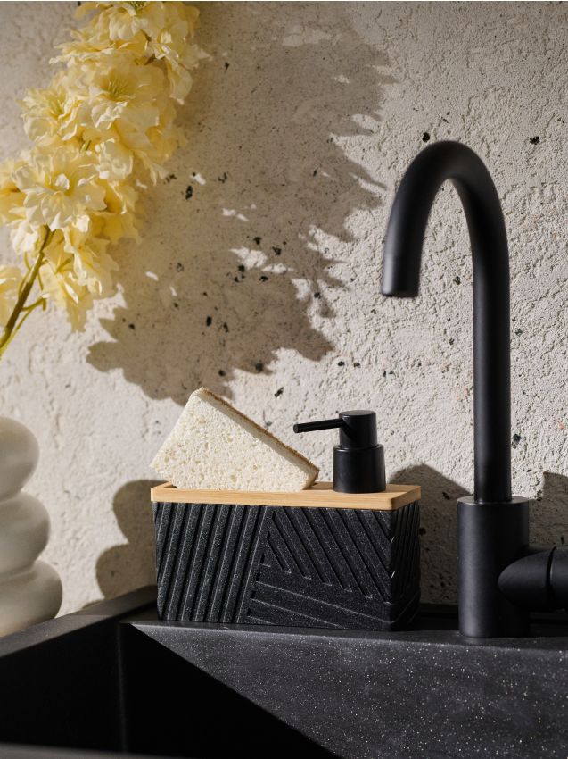 Sinsay - Dozator de săpun cu suport pentru burete - negru