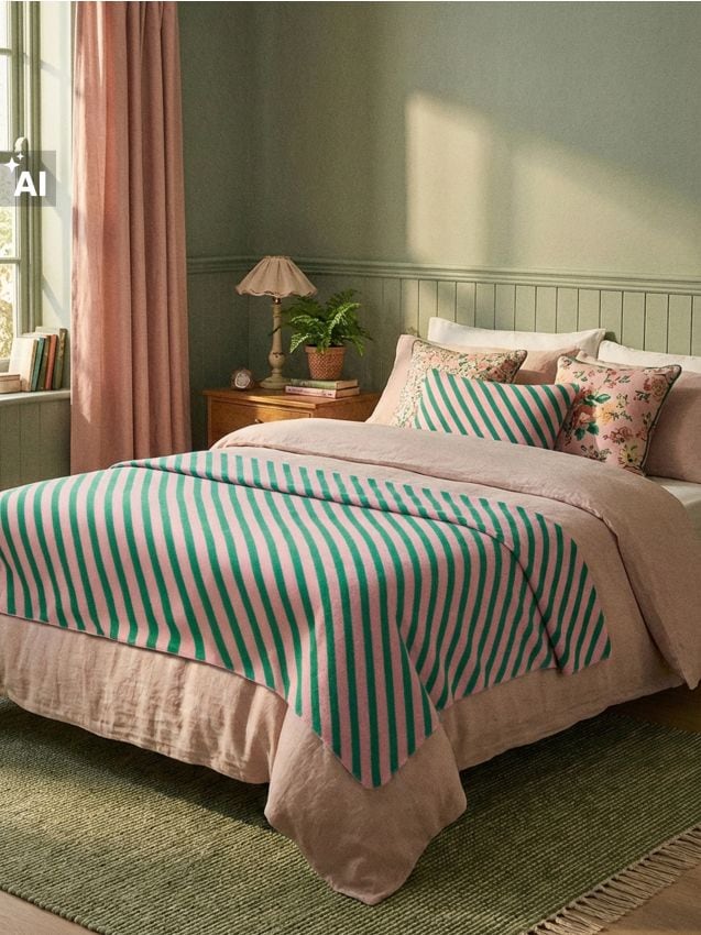 Sinsay - Pătură cu dungi - roz