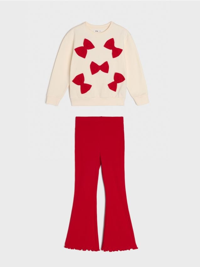 Sinsay - Set: hanorac și pantaloni cu fundițe decorative - multicolor