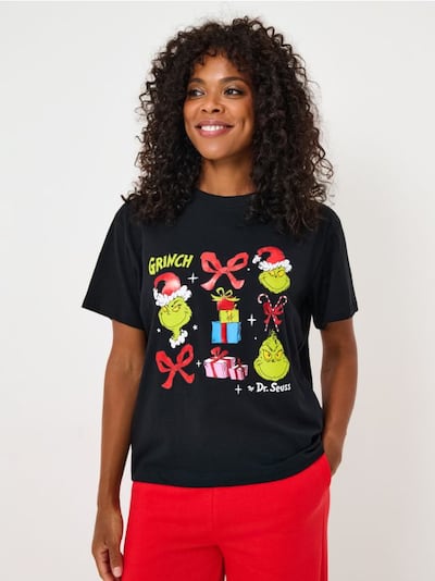 Kokvilnas krekliņš ar apdruku Grinch