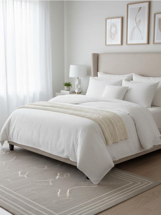 Set di biancheria da letto con rilievo bubble - bianco