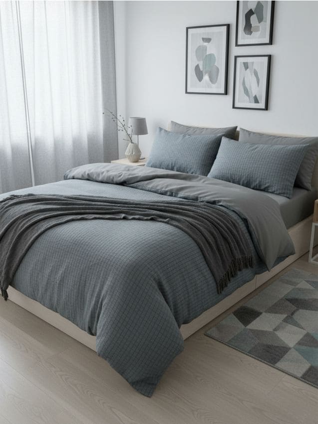 Sinsay - Set de lenjerie de pat cu textură bubble - gri-neutru