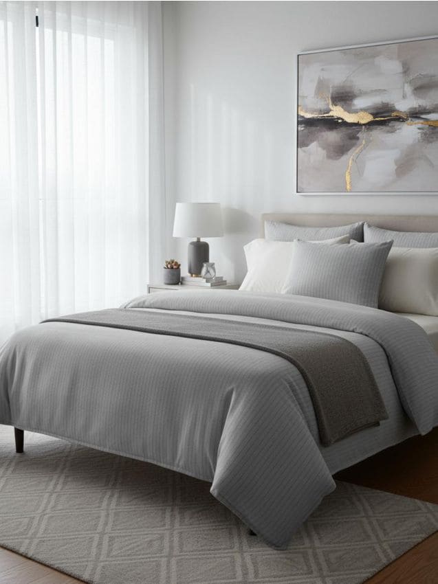 Sinsay - Set de lenjerie de pat cu dungi - gri-neutru