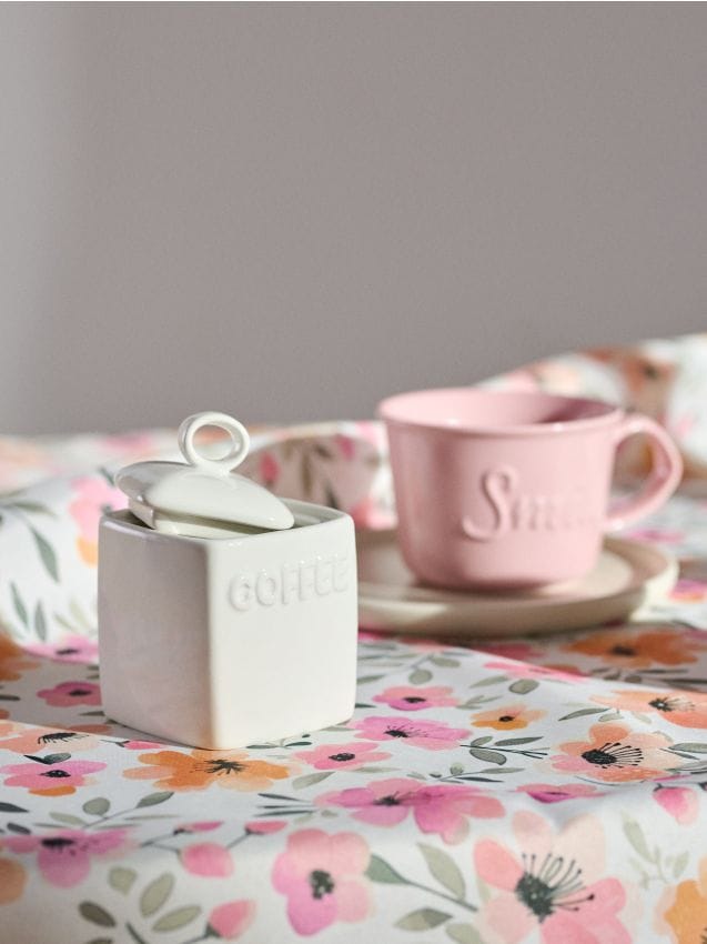 Contenitore in ceramica per caffè con coperchio - bianco