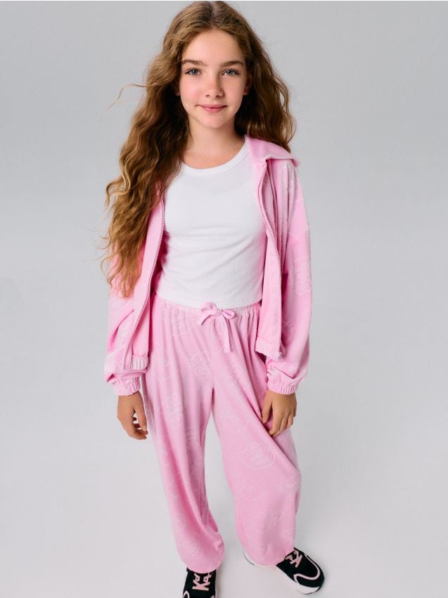 Sinsay - Pantaloni jogger Hello Kitty - roz-pastel