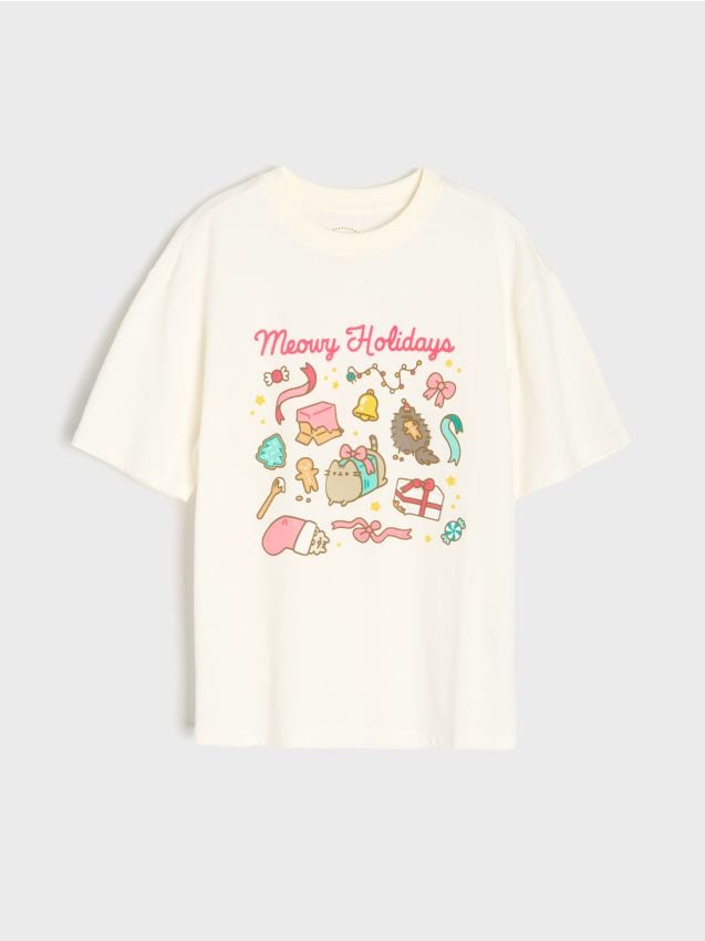 Sinsay - Pamučna oversize majica s printom Pusheen the Cat