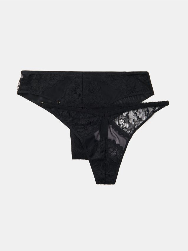 Sinsay - Set de lenjerie: tanga și chiloți hipster - negru