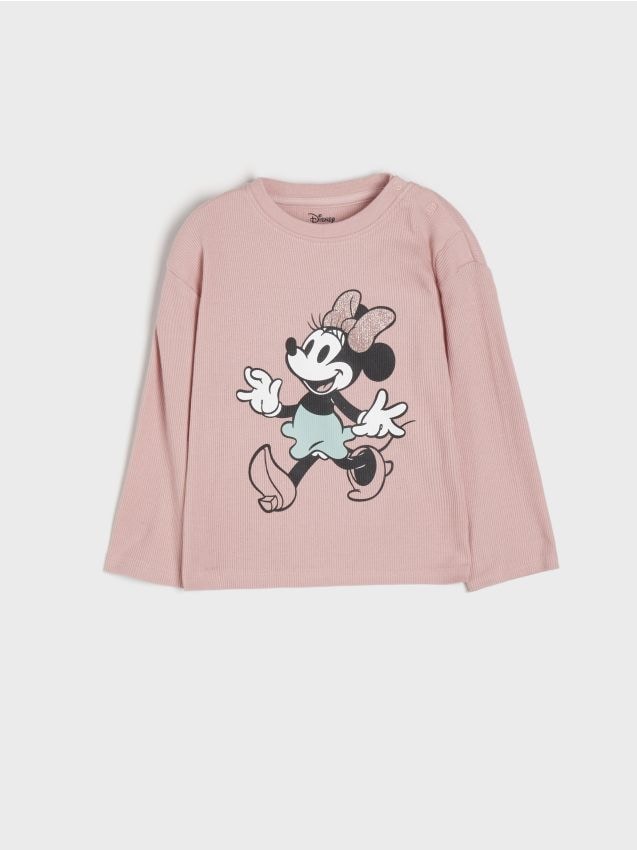 Sinsay - T-krekls Minnie Mouse - pelēkrozā