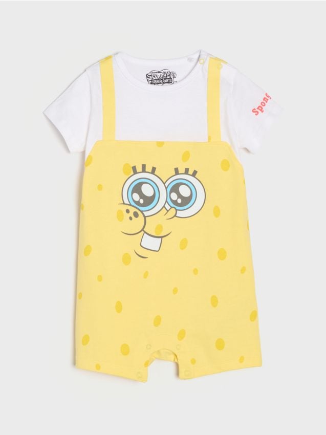 Sinsay - Salopetă de vară cu imprimare SpongeBob SquarePants - galben-pal