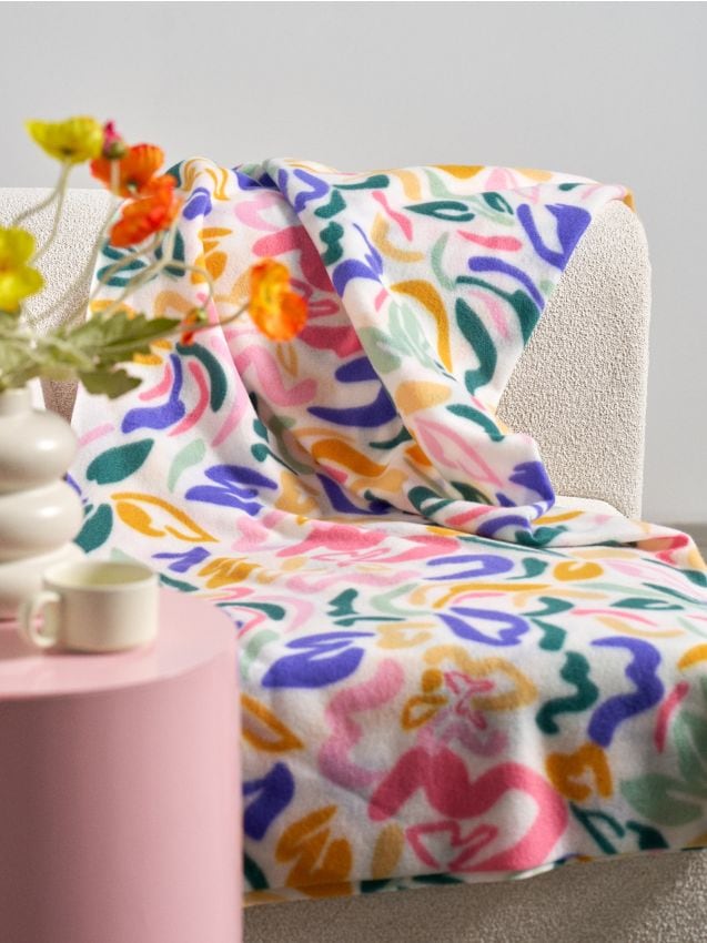 Sinsay - Pătură cu motiv vegetal - multicolor