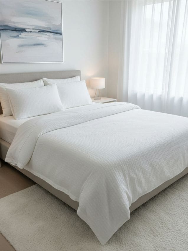 Sinsay - Set de lenjerie de pat cu textură bubble - alb