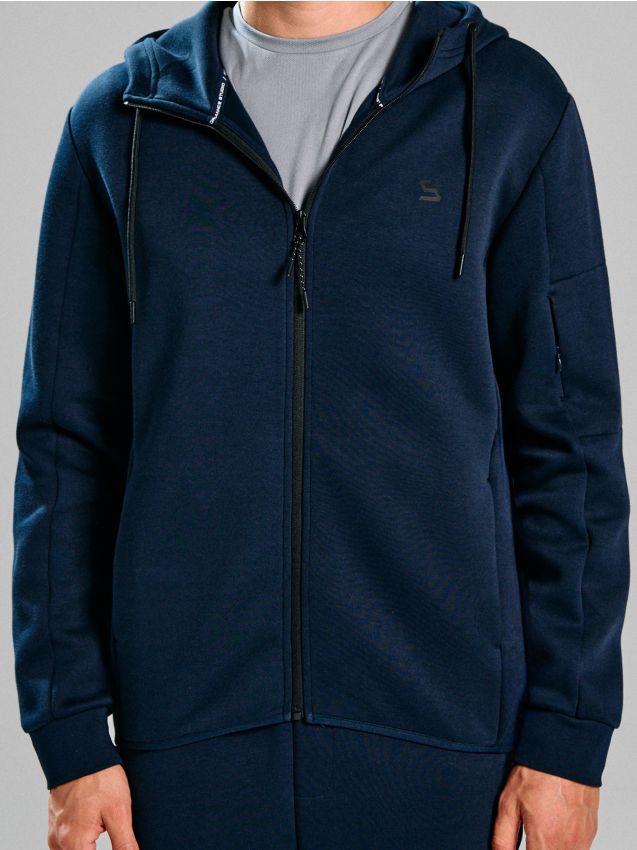 Sinsay - Zapínacia mikina s kapucňou - tmavomodrá