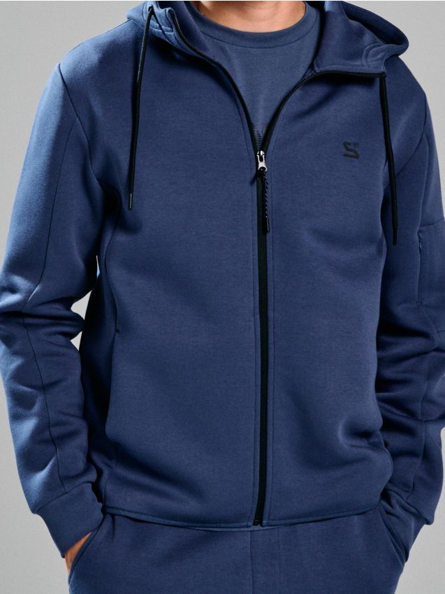 Sinsay - Rozpinana bluza z kapturem - niebieski