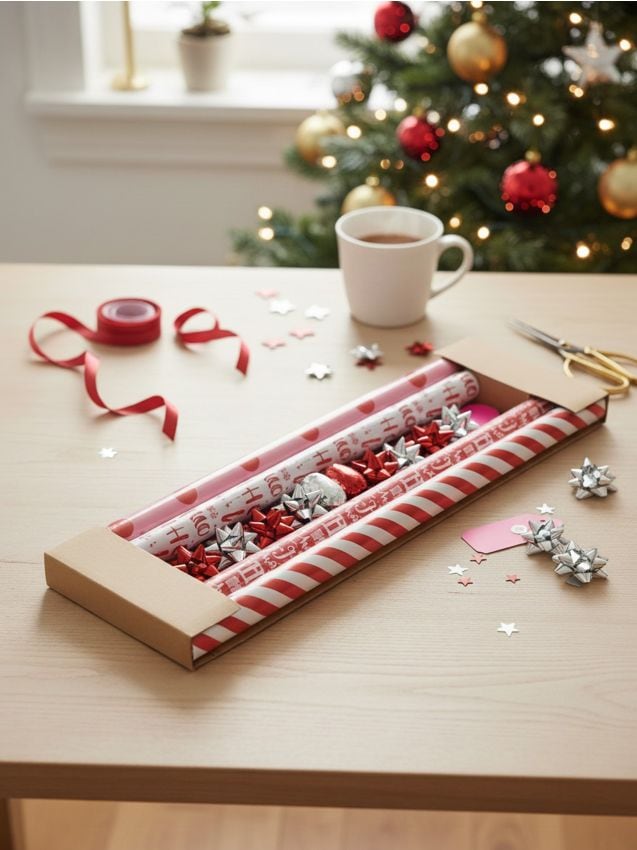 Sinsay - Vianočná sada baliacich papierov a ozdôb - červená