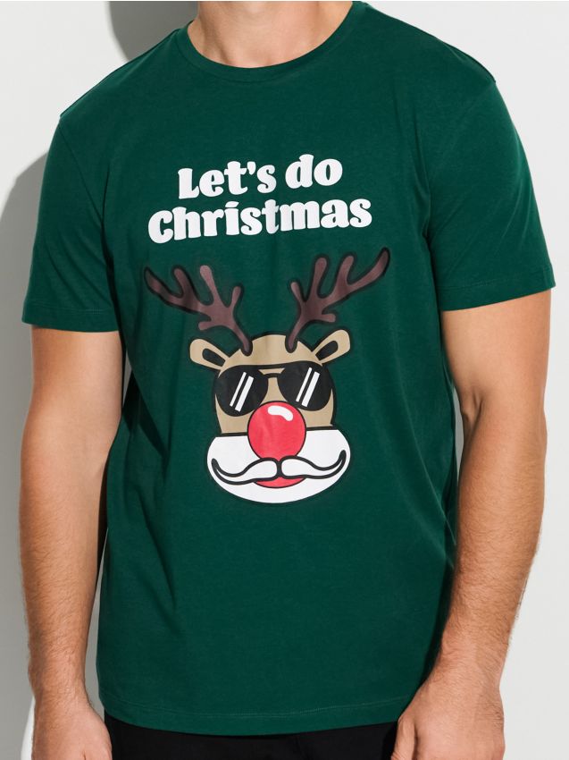 Sinsay - Bavlnené oversize tričko s potlačou - oceľovo zelená