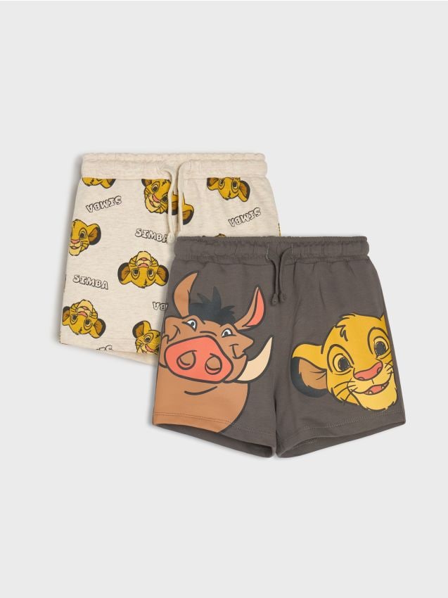 Sinsay - Pantaloni scurți din bumbac cu imprimeu 2 pack The Lion King - maro-închis