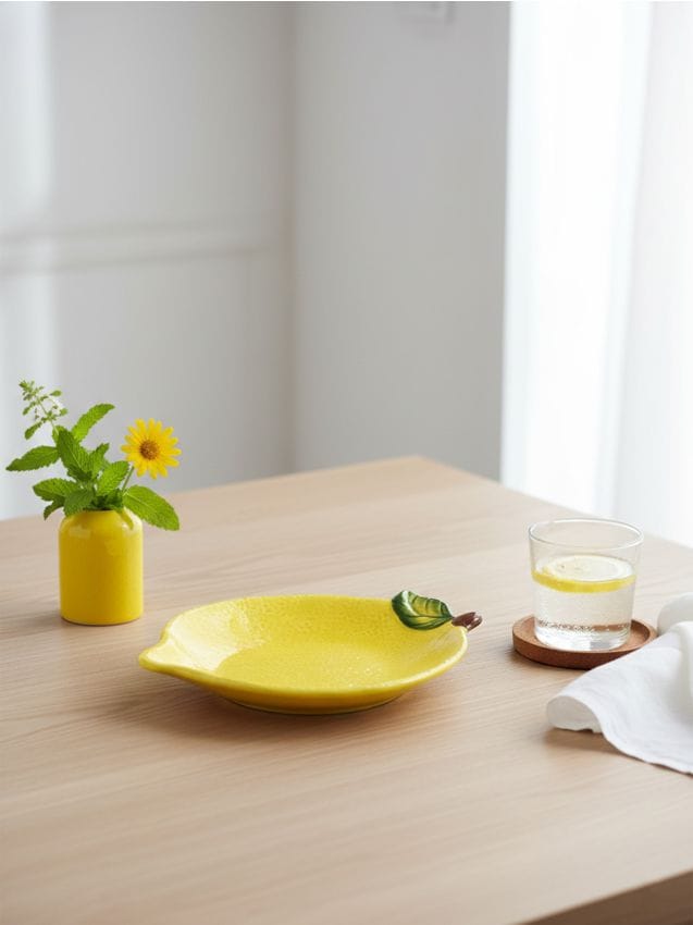 Sinsay - Farfurie pictată manual în formă de lămâie - galben
