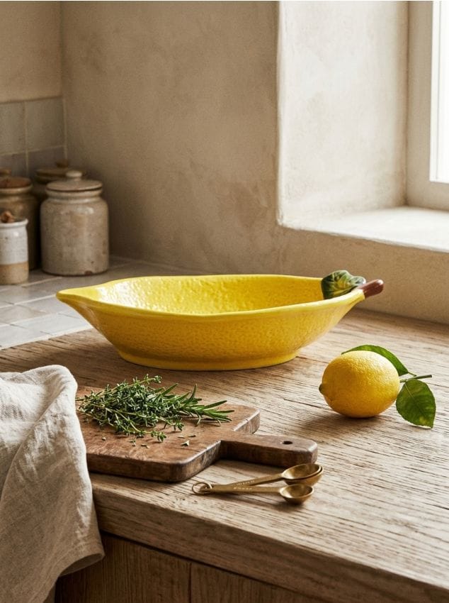 Sinsay - Farfurie pictată manual în formă de lămâie - galben