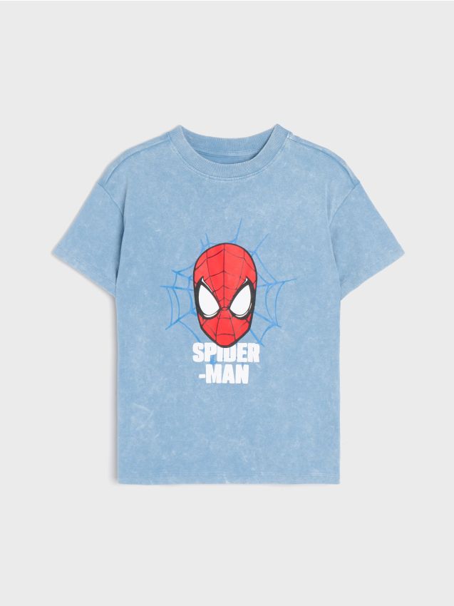 Sinsay - Tricou din bumbac cu imprimeu Spider-Man - Gri-albăstrui