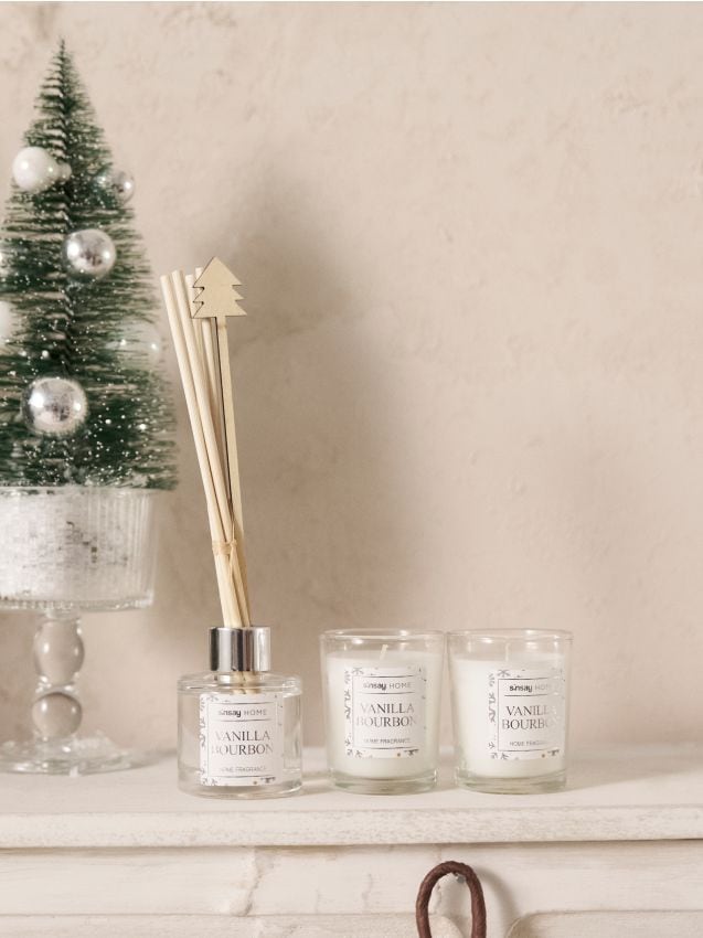 Sinsay - Подарочен комплет: 2 свеќи и дифузер за ароми Vanilla Bourbon - biela