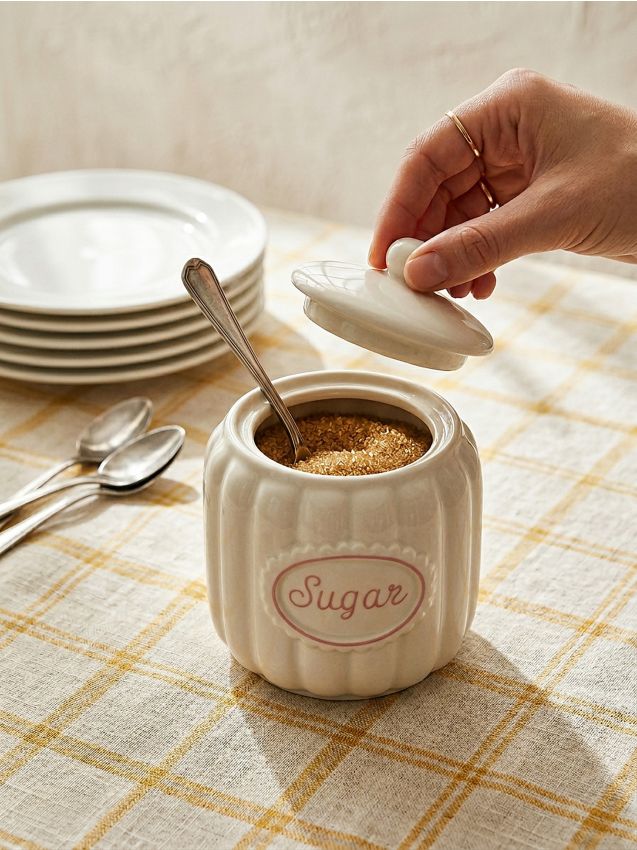 Sinsay - Zahărniță ceramică cu capac - alb