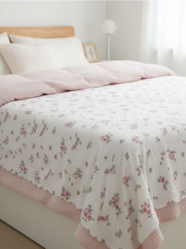 Sinsay - Cuvertură de pat cu model floral - crem