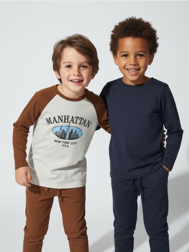 Sinsay - Bavlnená košeľa s potlačou 2 pack - tmavomodrá