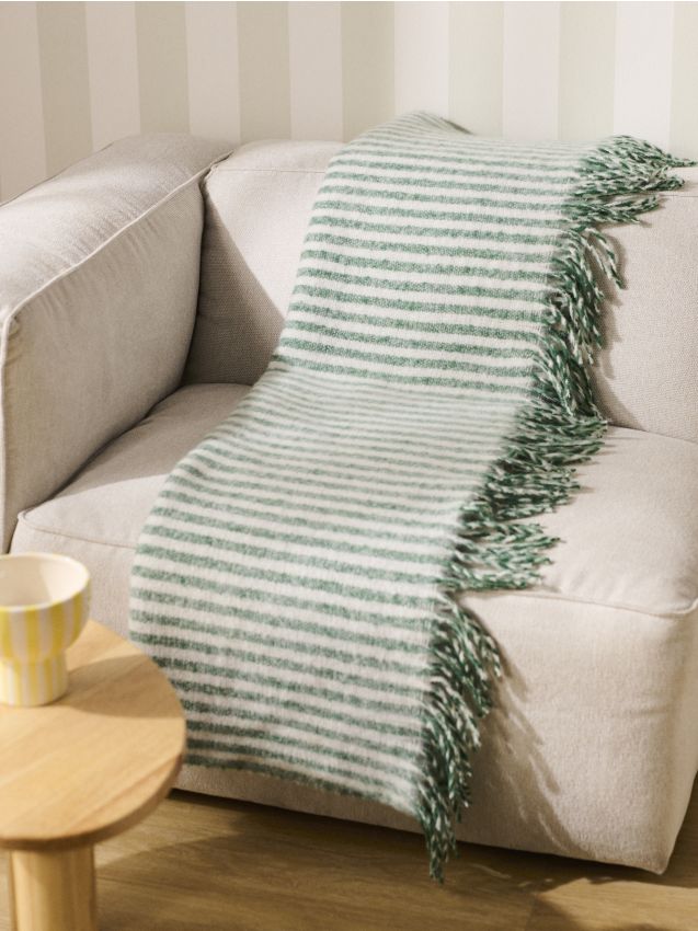 Sinsay - Pătură cu franjuri - albastru-verzui