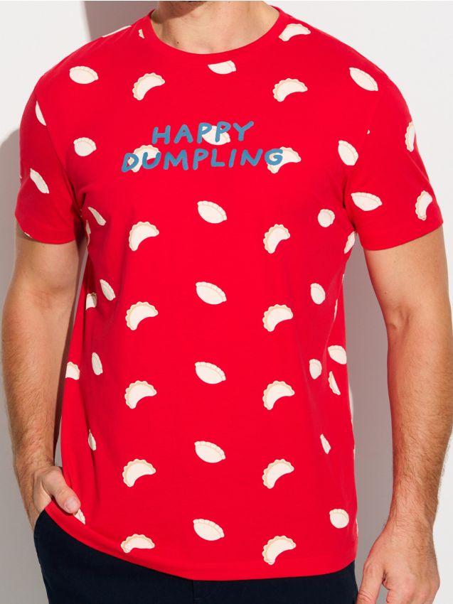 Sinsay - Tricou din bumbac cu inscripție - roșu