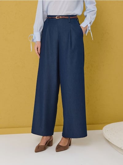 Spodnie wide leg z paskiem