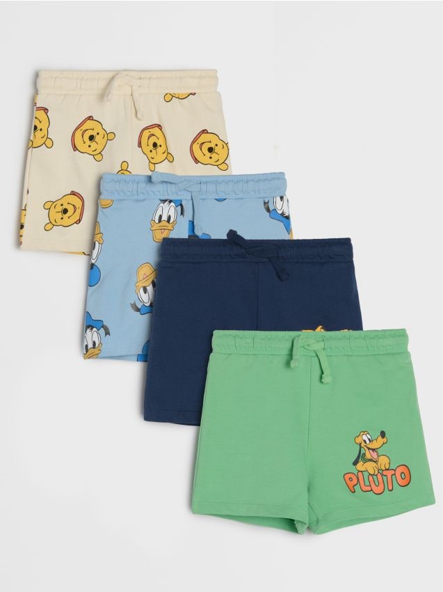 Sinsay - Șorturi din material French Terry cu imprimare și model Disney 4 pack - verde