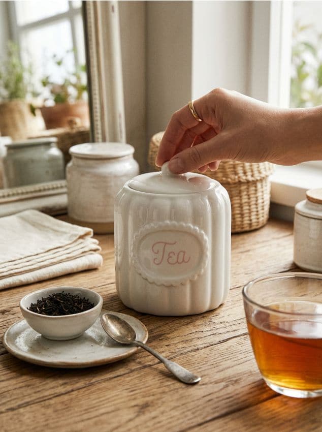 Sinsay - Recipient ceramic pentru ceai cu capac - alb