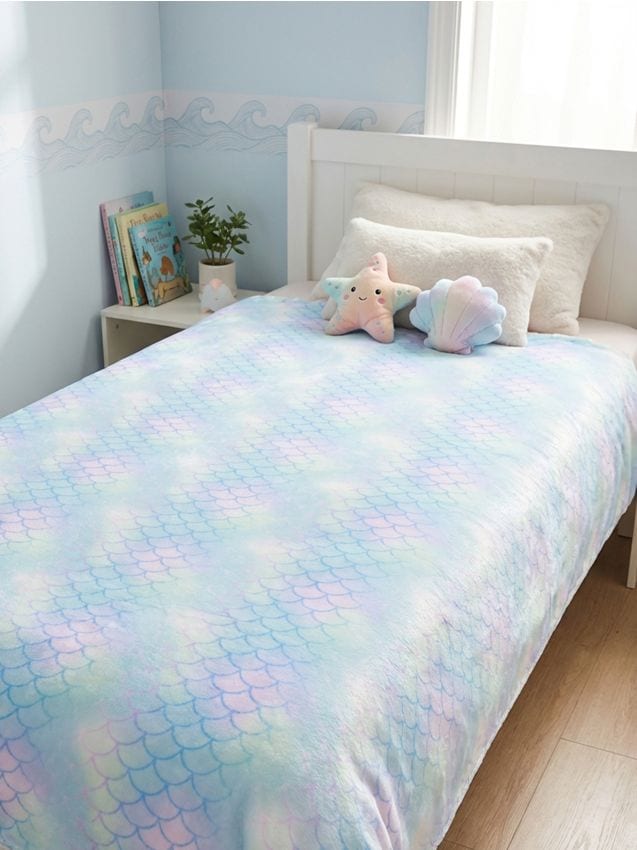 Sinsay - Cuvertură de pat cu motiv de sirenă - albastru-pal