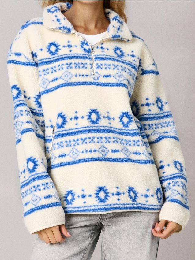 Sinsay - Hanorac sherpa cu guler și fermoar - multicolor